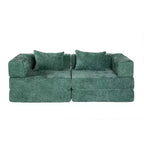 Sofá cama convertible de suelo Whisen con estructura de forma fija, sofás biplaza modulares sin huesos, tela de chenilla