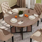 Mesa de comedor redonda para 4-6 personas, mesa de cocina y comedor de madera de 150 cm con base y patas ajustables, mesa de comedor redonda que ahorra espacio para sala de estar