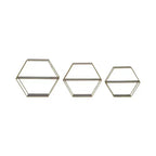 Estantes hexagonales de pared modernos para decoración del hogar - Madera con marco de metal Organizador de almacenamiento para exhibición de oficina - Juego de 3, 22, 21, 19