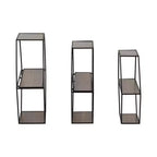 Estantes hexagonales de pared modernos para decoración del hogar - Madera con marco de metal Organizador de almacenamiento para exhibición de oficina - Juego de 3, 22, 21, 19