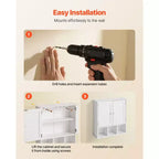Armario de pared para baño VEVOR, 2 puertas y estante ajustable, mueble botiquín montado en la pared sobre el inodoro, blanco