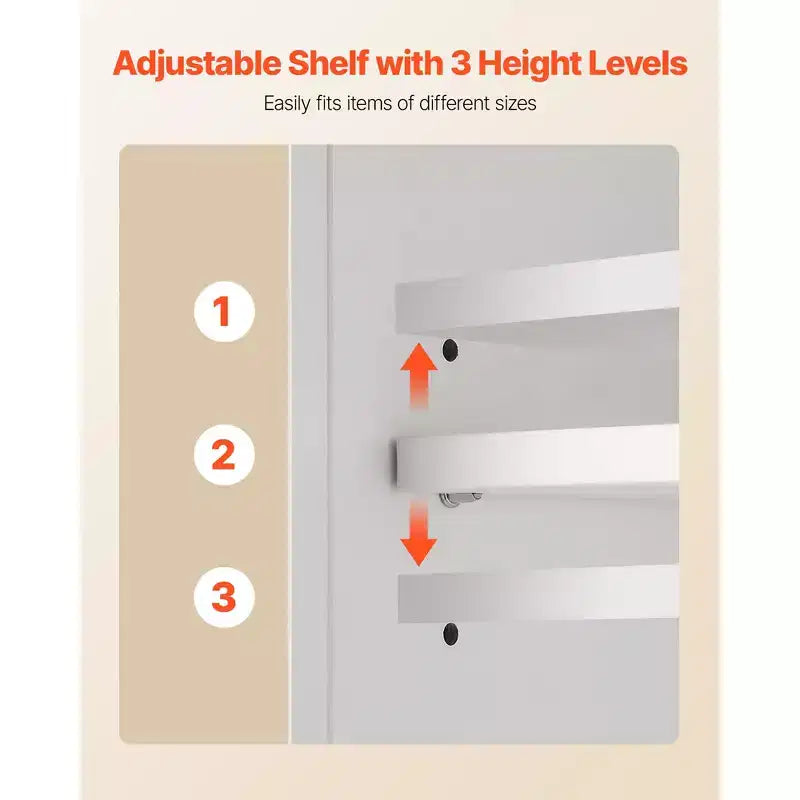 Armario de pared para baño VEVOR, 2 puertas y estante ajustable, mueble botiquín montado en la pared sobre el inodoro, blanco