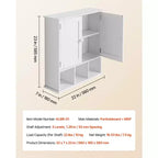 Armario de pared para baño VEVOR, 2 puertas y estante ajustable, mueble botiquín montado en la pared sobre el inodoro, blanco
