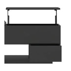 Mesa de centro LED de alto brillo con tapa elevable, estación de carga, 2 cajones de almacenamiento y estante abierto para organizador de sala de estar, diseño moderno