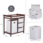 Cambiador de madera GustoWave para bebé, cambiador moderno, cómoda estación de pañales para bebés con cesto de ropa sucia, cesta de 3 cajones