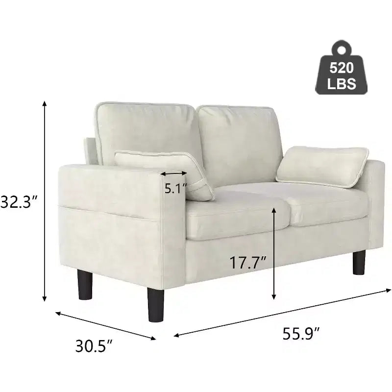 Sofá biplaza Kinsuite - 56 Sillones modernos con reposabrazos, beige