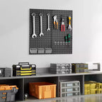 Paneles de tablero perforado de metal VEVOR, tablero perforado de 61 x 30,5 cm, 2 paneles, organizador de pared de tablero perforado de acero resistente, negro