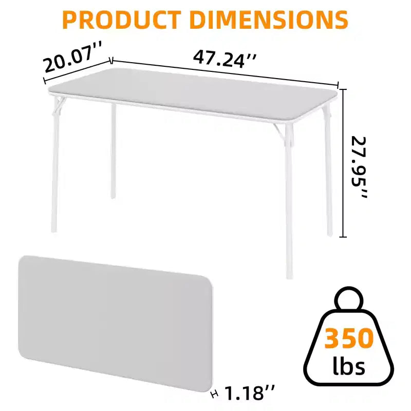 COZONY Mesa Plegable 47, Mesa de Juegos Portátil de Alta Resistencia con Tablero de Cuero Sintético y Patas Metálicas, Sin Ensamblaje, Uso Interior y Exterior, Solo Mesa