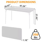 COZONY Mesa Plegable 47, Mesa de Juegos Portátil de Alta Resistencia con Tablero de Cuero Sintético y Patas Metálicas, Sin Ensamblaje, Uso Interior y Exterior, Solo Mesa