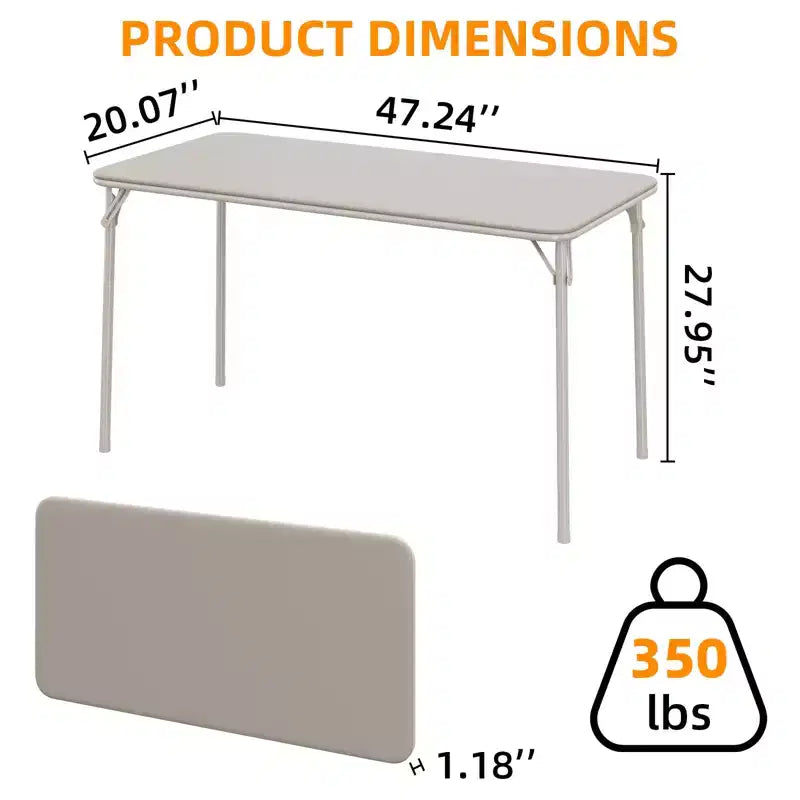COZONY Mesa Plegable 47, Mesa de Juegos Portátil de Alta Resistencia con Tablero de Cuero Sintético y Patas Metálicas, Sin Ensamblaje, Uso Interior y Exterior, Solo Mesa