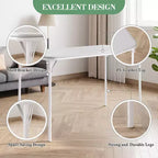 COZONY Mesa Plegable 47, Mesa de Juegos Portátil de Alta Resistencia con Tablero de Cuero Sintético y Patas Metálicas, Sin Ensamblaje, Uso Interior y Exterior, Solo Mesa
