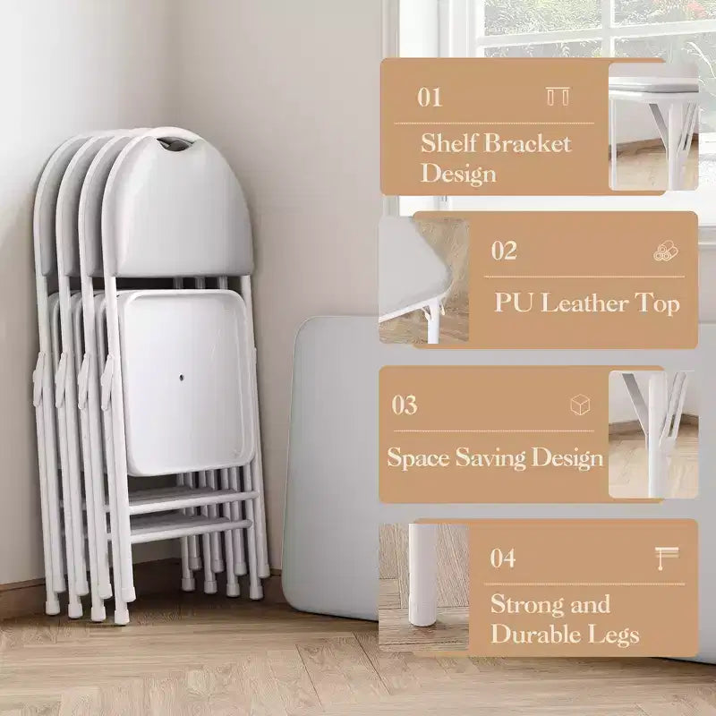 COZONY Mesa Plegable 47, Mesa de Juegos Portátil de Alta Resistencia con Tablero de Cuero Sintético y Patas Metálicas, Sin Ensamblaje, Uso Interior y Exterior, Solo Mesa