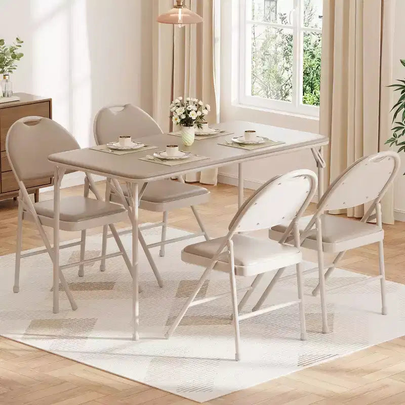 COZONY Mesa Plegable 47, Mesa de Juegos Portátil de Alta Resistencia con Tablero de Cuero Sintético y Patas Metálicas, Sin Ensamblaje, Uso Interior y Exterior, Solo Mesa