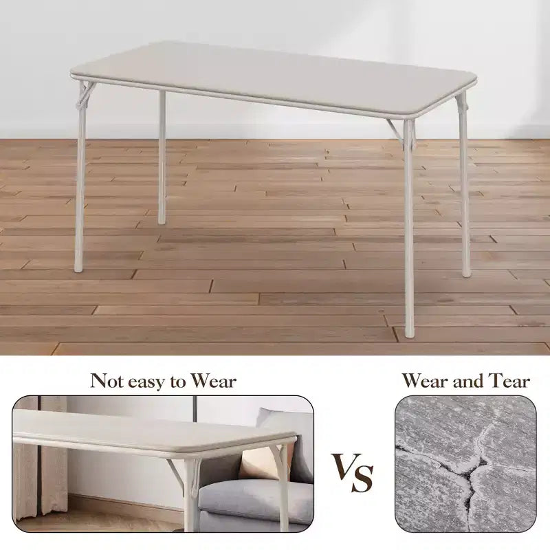 COZONY Mesa Plegable 47, Mesa de Juegos Portátil de Alta Resistencia con Tablero de Cuero Sintético y Patas Metálicas, Sin Ensamblaje, Uso Interior y Exterior, Solo Mesa
