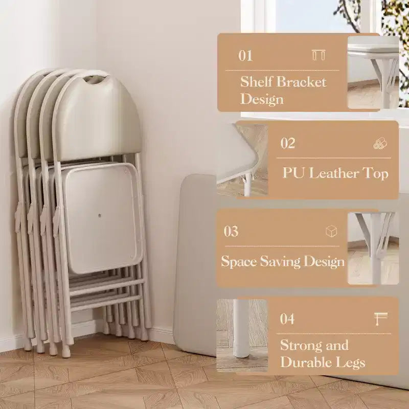 COZONY Mesa Plegable 47, Mesa de Juegos Portátil de Alta Resistencia con Tablero de Cuero Sintético y Patas Metálicas, Sin Ensamblaje, Uso Interior y Exterior, Solo Mesa