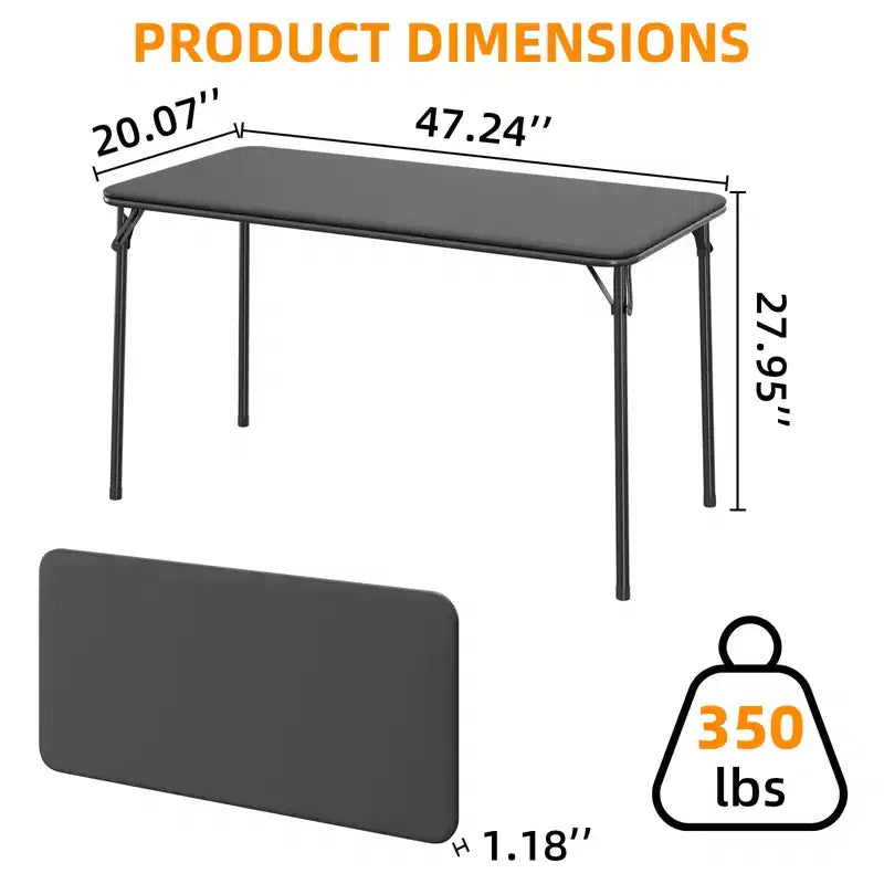 COZONY Mesa Plegable 47, Mesa de Juegos Portátil de Alta Resistencia con Tablero de Cuero Sintético y Patas Metálicas, Sin Ensamblaje, Uso Interior y Exterior, Solo Mesa