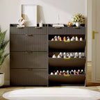 Mueble Zapatero Delgado COZONY con 3 Cajones Abatibles y 2 Cajones Pequeños, Organizador de Almacenamiento de Zapatos Oculto Independiente para Entrada, Pasillo, Sala de Estar