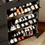 Mueble Zapatero Delgado COZONY con 3 Cajones Abatibles y 2 Cajones Pequeños, Organizador de Almacenamiento de Zapatos Oculto Independiente para Entrada, Pasillo, Sala de Estar