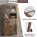 Mueble Bar Hutch con Puertas de Cristal, Armario de Despensa Alto de 54 pulgadas con Estantes Ajustables para Sala de Estar