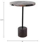 Mesa auxiliar con tablero redondo de mármol y base decorativa - Elemento decorativo moderno para espacios pequeños, decoración de habitaciones y decoración del hogar - 21, Negro y Marrón