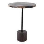 Mesa auxiliar con tablero redondo de mármol y base decorativa - Elemento decorativo moderno para espacios pequeños, decoración de habitaciones y decoración del hogar - 21, Negro y Marrón