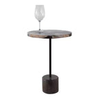Mesa auxiliar con tablero redondo de mármol y base decorativa - Elemento decorativo moderno para espacios pequeños, decoración de habitaciones y decoración del hogar - 21, Negro y Marrón