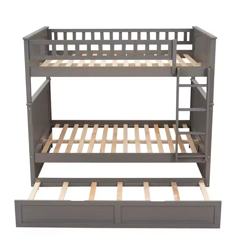 Litera matrimonial con nido, litera de madera de tamaño matrimonial para niños y adolescentes