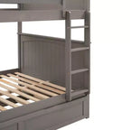 Litera matrimonial con nido, litera de madera de tamaño matrimonial para niños y adolescentes