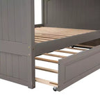 Litera matrimonial con nido, litera de madera de tamaño matrimonial para niños y adolescentes