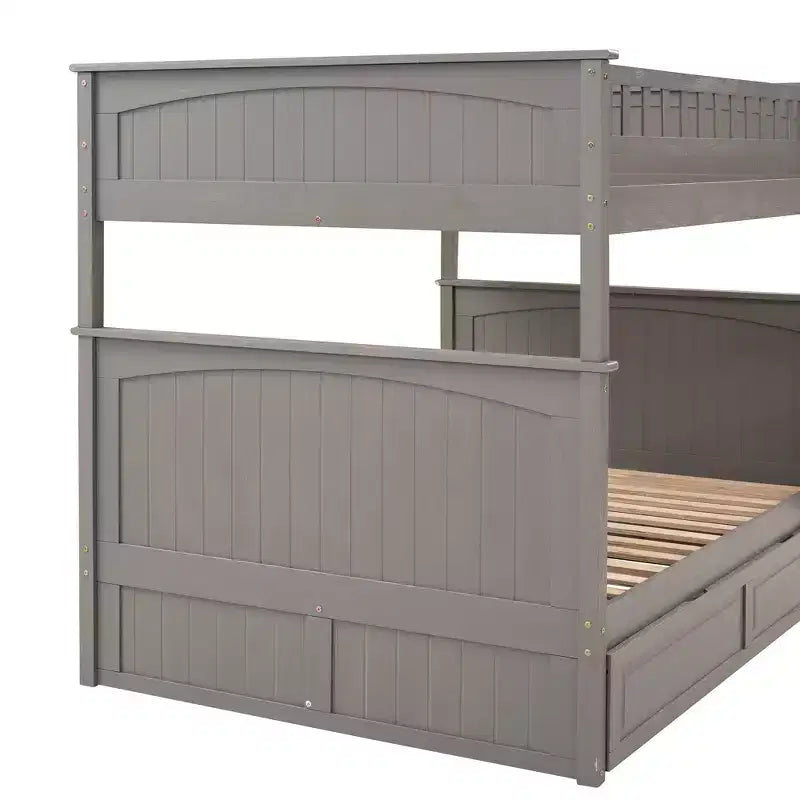 Litera matrimonial con nido, litera de madera de tamaño matrimonial para niños y adolescentes