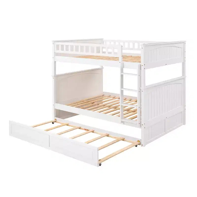 Litera matrimonial con nido, litera de madera de tamaño matrimonial para niños y adolescentes