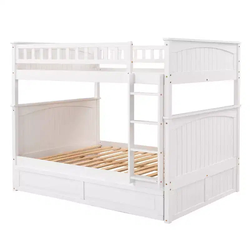 Litera matrimonial con nido, litera de madera de tamaño matrimonial para niños y adolescentes