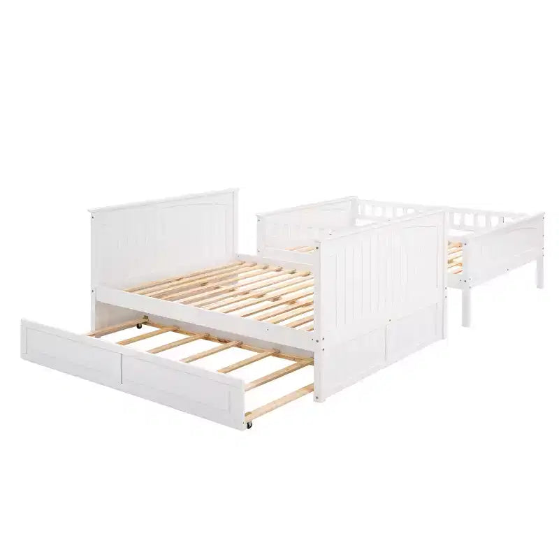 Litera matrimonial con nido, litera de madera de tamaño matrimonial para niños y adolescentes