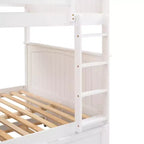 Litera matrimonial con nido, litera de madera de tamaño matrimonial para niños y adolescentes
