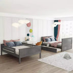 Litera matrimonial con nido, litera de madera de tamaño matrimonial para niños y adolescentes