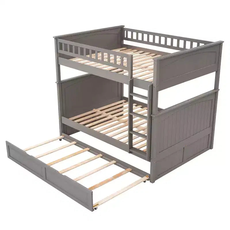 Litera matrimonial con nido, litera de madera de tamaño matrimonial para niños y adolescentes