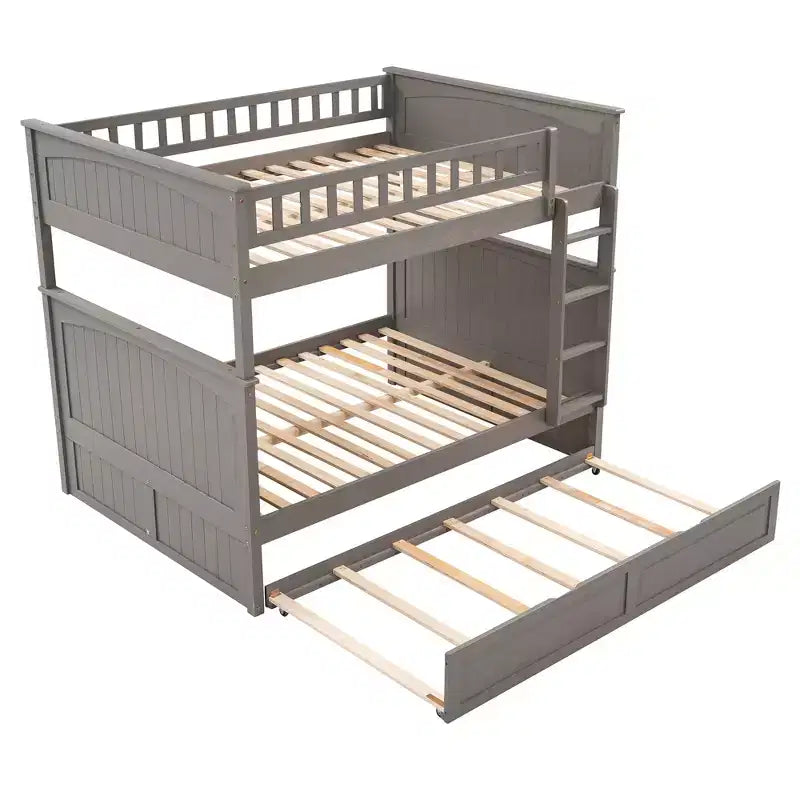 Litera matrimonial con nido, litera de madera de tamaño matrimonial para niños y adolescentes