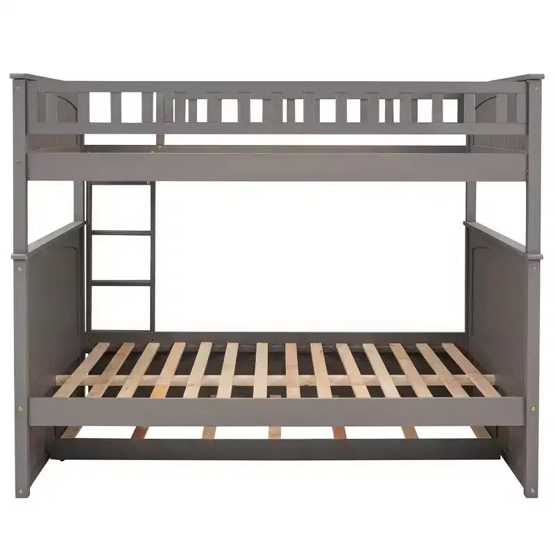 Litera matrimonial con nido, litera de madera de tamaño matrimonial para niños y adolescentes