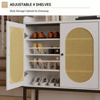 Armario para zapatos TruAIR blanco de 6 niveles con 3 puertas de ratán (117.1 cm An. x 35.3 cm Pr. x 72.9 cm Al.) - Organizador de entrada y sala de estar independiente