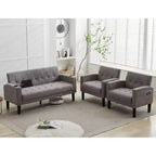 TYBOATLE 3-Piece Sofa Couch, Modern Linen Upholstered Sofa, 2-Piece Set (Loveseat & Chair) Sofa with Deep Seats for Living Room,Light Gray