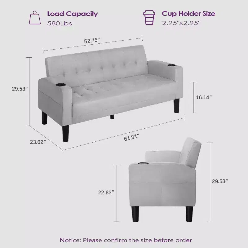 Sofá de 3 plazas TYBOATLE, sofá moderno tapizado en lino, juego de 2 piezas (sofá biplaza y sillón) con asientos profundos para sala de estar, gris claro