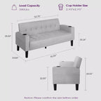 Sofá de 3 plazas TYBOATLE, sofá moderno tapizado en lino, juego de 2 piezas (sofá biplaza y sillón) con asientos profundos para sala de estar, gris claro