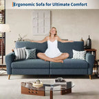 Sofá moderno de 84 pulgadas, sofá grande de 3 plazas con reposabrazos aerodinámicos, sofá de dos plazas de bouclé con patas de madera, sofá cómodo para sala de estar, apartamento, salón