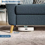 Sofá moderno de 84 pulgadas, sofá grande de 3 plazas con reposabrazos aerodinámicos, sofá de dos plazas de bouclé con patas de madera, sofá cómodo para sala de estar, apartamento, salón