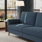 Sofá moderno de 84 pulgadas, sofá grande de 3 plazas con reposabrazos aerodinámicos, sofá de dos plazas de bouclé con patas de madera, sofá cómodo para sala de estar, apartamento, salón