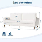 Sofá moderno de 84 pulgadas, sofá grande de 3 plazas con reposabrazos aerodinámicos, sofá de dos plazas de bouclé con patas de madera, sofá cómodo para sala de estar, apartamento, salón
