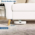 Sofá moderno de 84 pulgadas, sofá grande de 3 plazas con reposabrazos aerodinámicos, sofá de dos plazas de bouclé con patas de madera, sofá cómodo para sala de estar, apartamento, salón