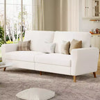84 Inch Modern Sofa Couch, Large 3-Seater Sofa with Streamlined Armrests, Boucle Loveseat Wood Feet, Comfy Couch for Living Room, Apartment, Lounge