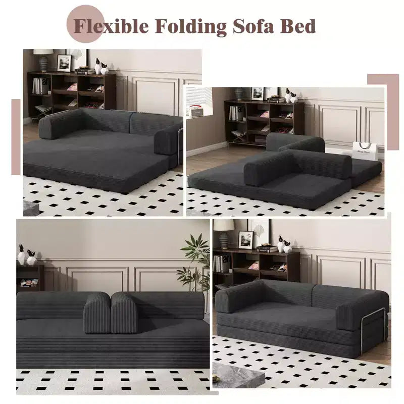 Sofá Cama Convertible, Sofá Cama de Pana con Esponja de Alta Densidad, Sofá Cama Modular para Sala de Estar, Salón o Estudio