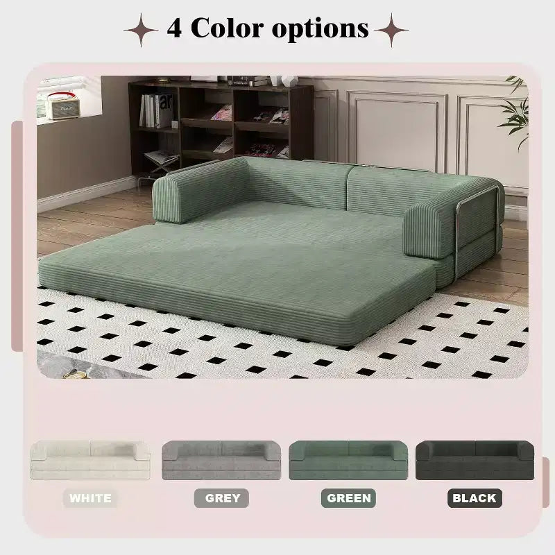 Sofá Cama Convertible, Sofá Cama de Pana con Esponja de Alta Densidad, Sofá Cama Modular para Sala de Estar, Salón o Estudio